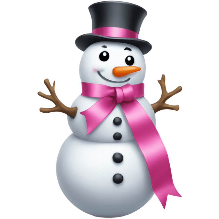 Snowman with pink ribbon emoji