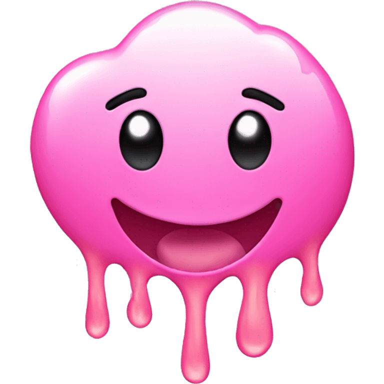 cute smiley melting emoji with pink hearts emoji