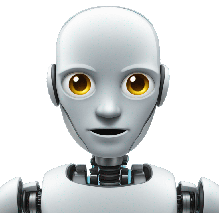 An AI robot, with digital elements in the background to emphasize its mental abilities emoji