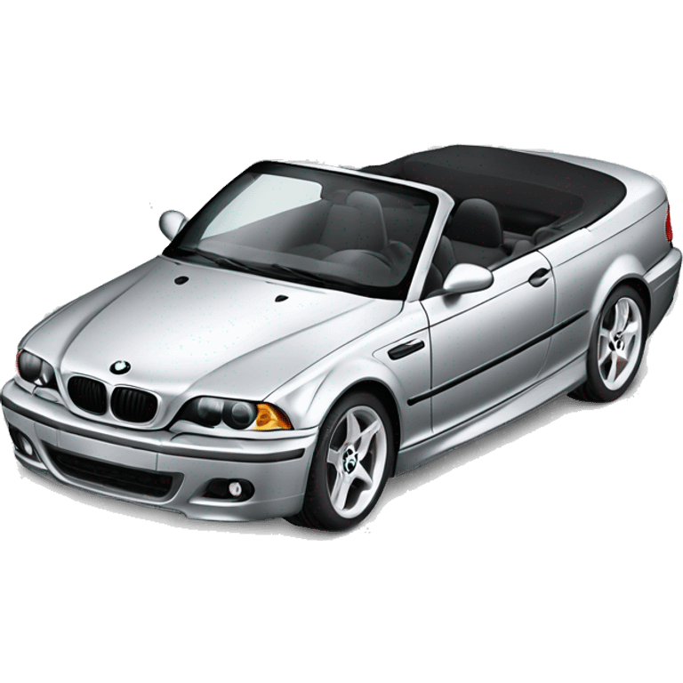 Silver BMW e46 convertible with black seats emoji