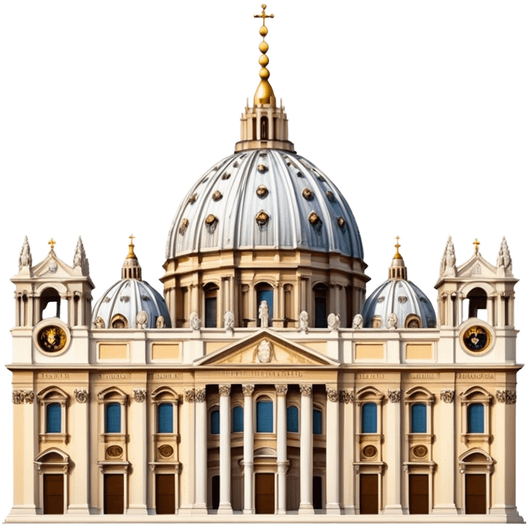 Cinematic Realistic St. Peter's Basilica Landmark Emoji, depicted with majestic, ornate architecture rendered with lifelike detail and regal lighting. emoji