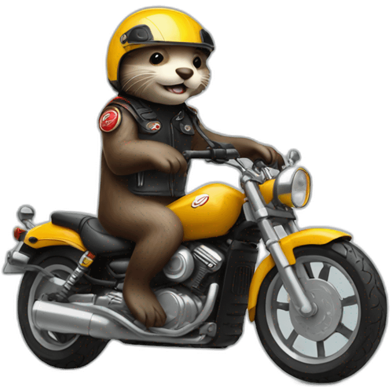 otter riding a matic motorcycle wearing helmet emoji