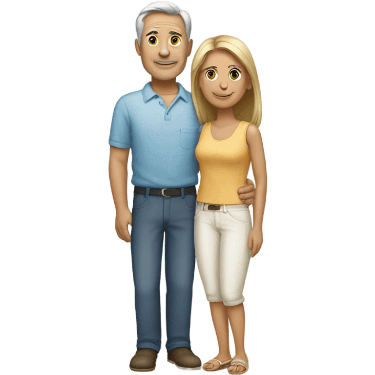 Fair skinned middle-aged couple on the beach emoji