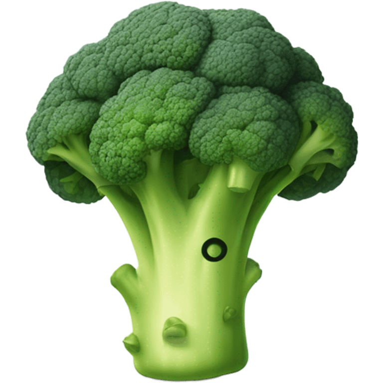 A broccoli with sad eyes and a trembling lip looks upset, as if saying goodbye. emoji