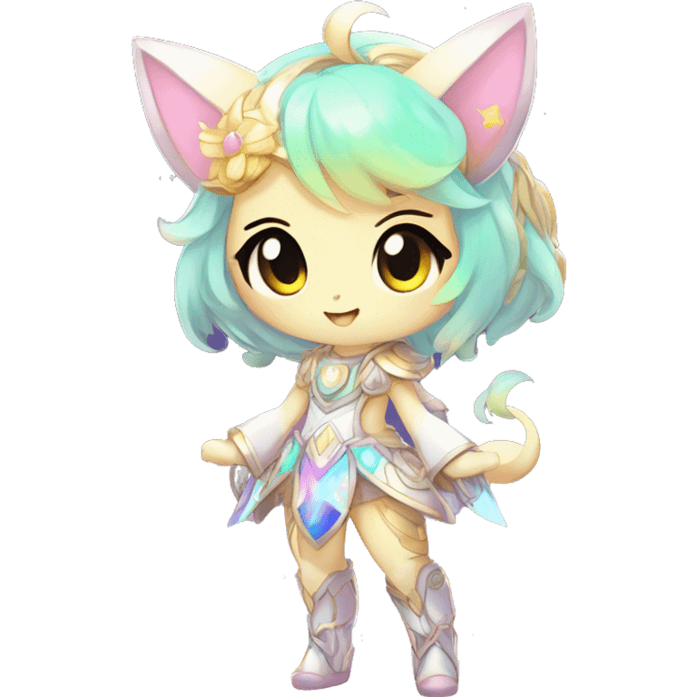 Cute Kawaii Chibi Anthro Sona Colorful Ethereal Pretty see Godly Celestial Shiny Fakemon Full Body emoji