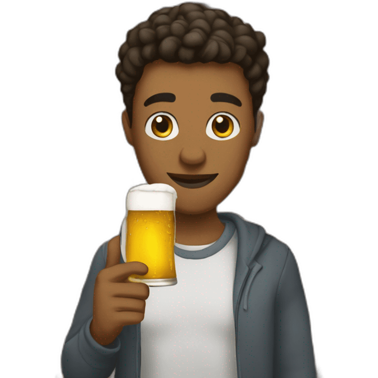 Students in fraternity with beer in hand emoji