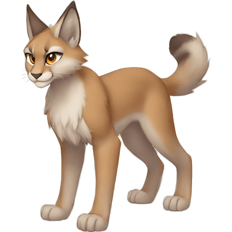 Anthro Beige-Orange-Brown Fur-Sona-Fakemon Lynx-Caracal Full Body emoji