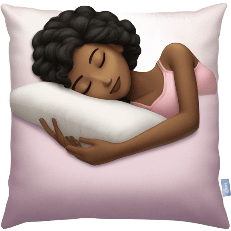 sleeping beauty black hair brown girl with a silk pillow emoji