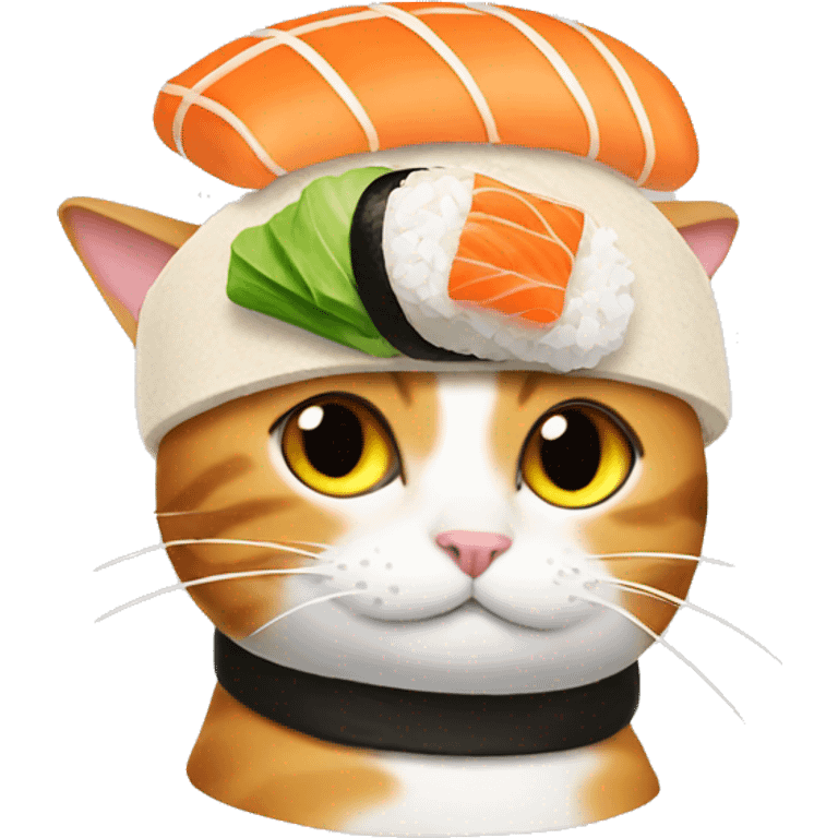 cat wearing sushi as a hat emoji