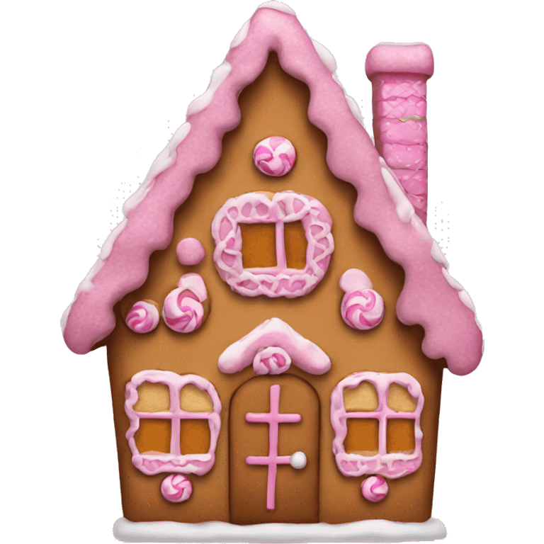 A pink gingerbread house emoji