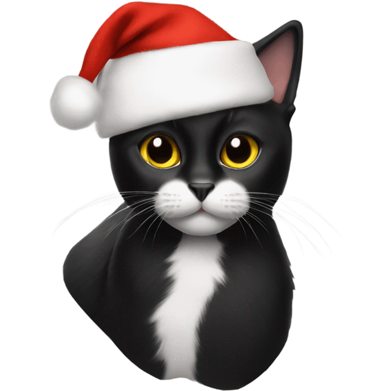 Black cat with Santa hat on  emoji