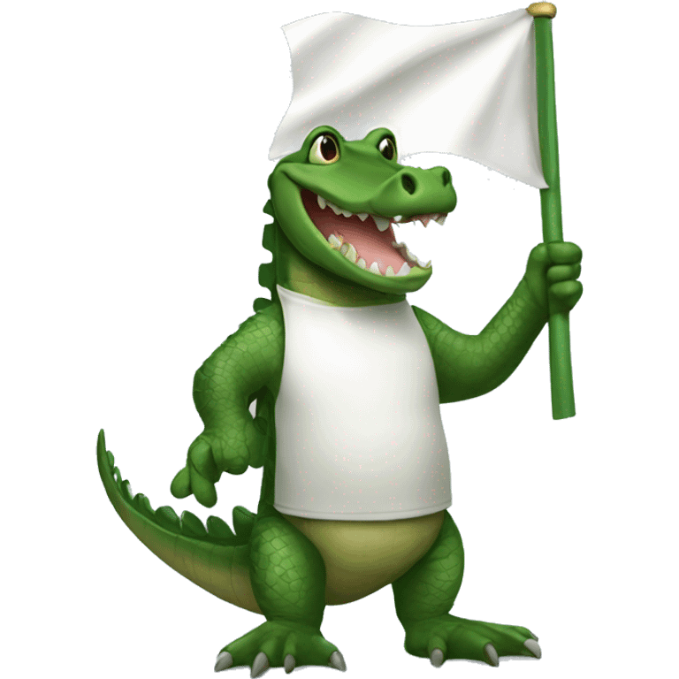 Alligator holding white flag emoji