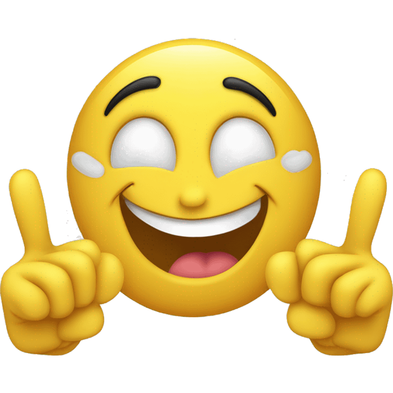 A yellow smiley face emoji grinning with tongue out, making the "horns" gesture with both hands. Eyes closed or squinting with laughter. Transparent background. emoji