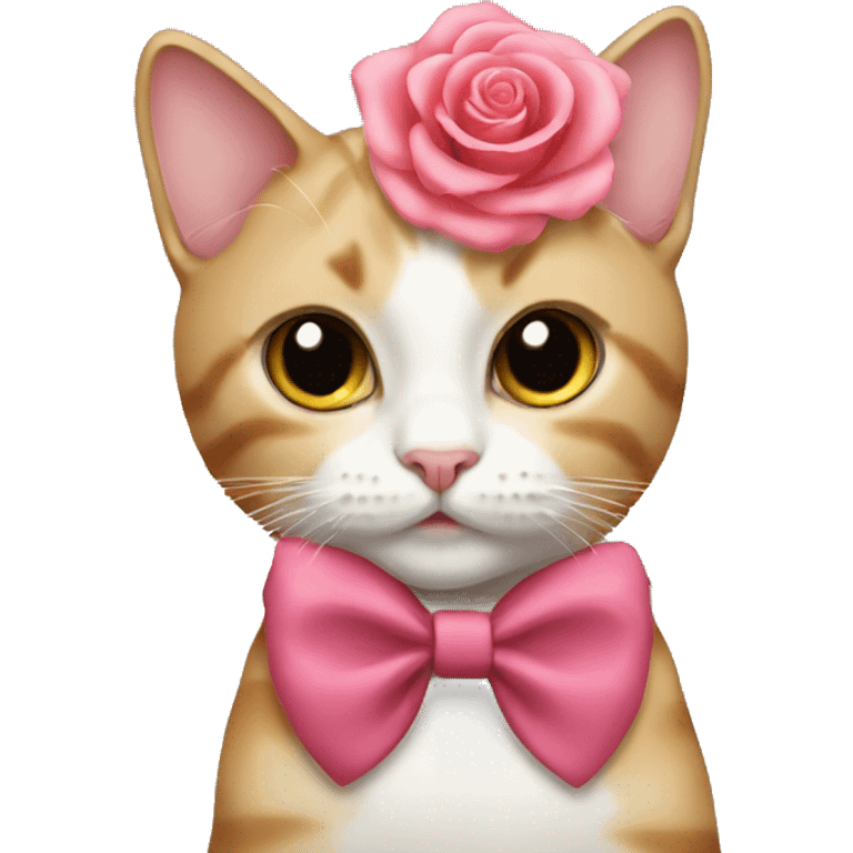 Cat with a rose bow emoji