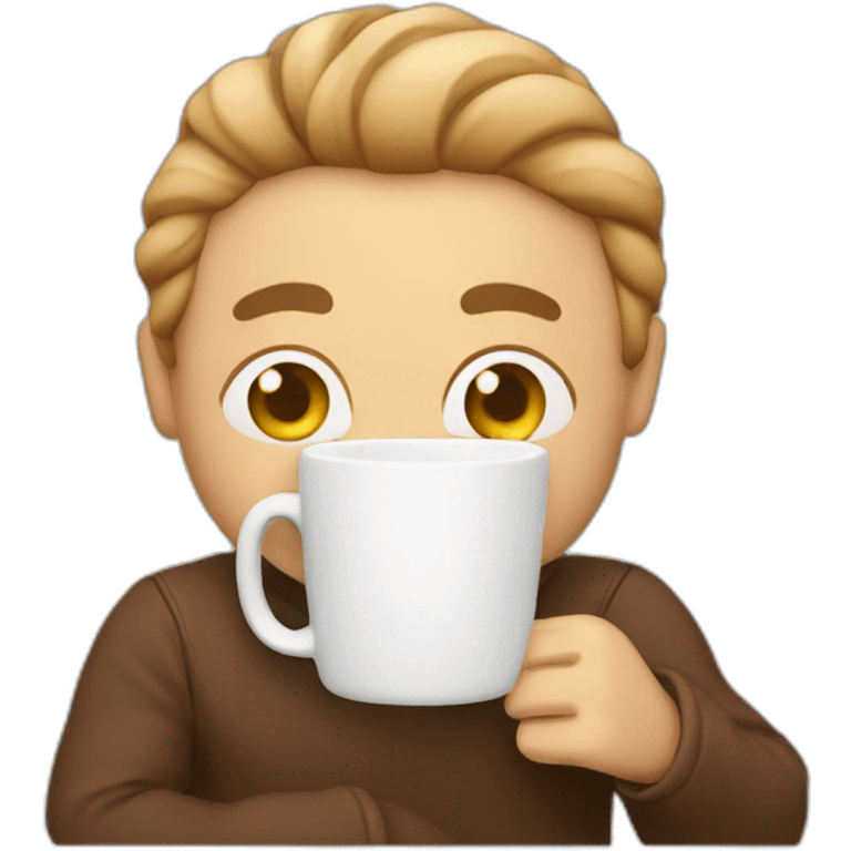 A person hugging a cup of cappuccino  emoji