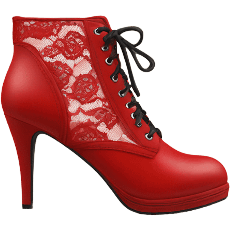 High heels boots red with lace  emoji