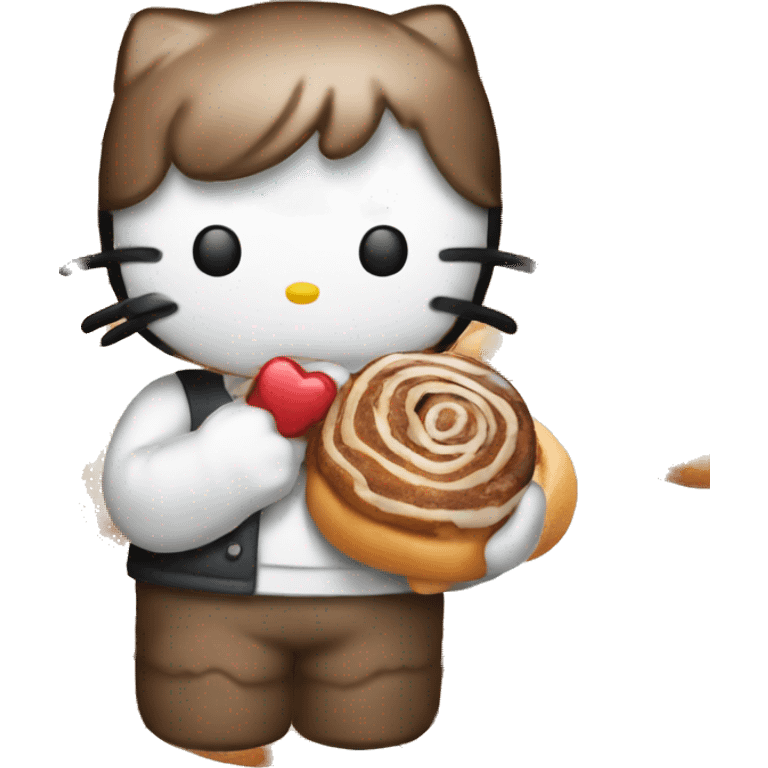 Hello kitty with cinnamon roll in hands emoji