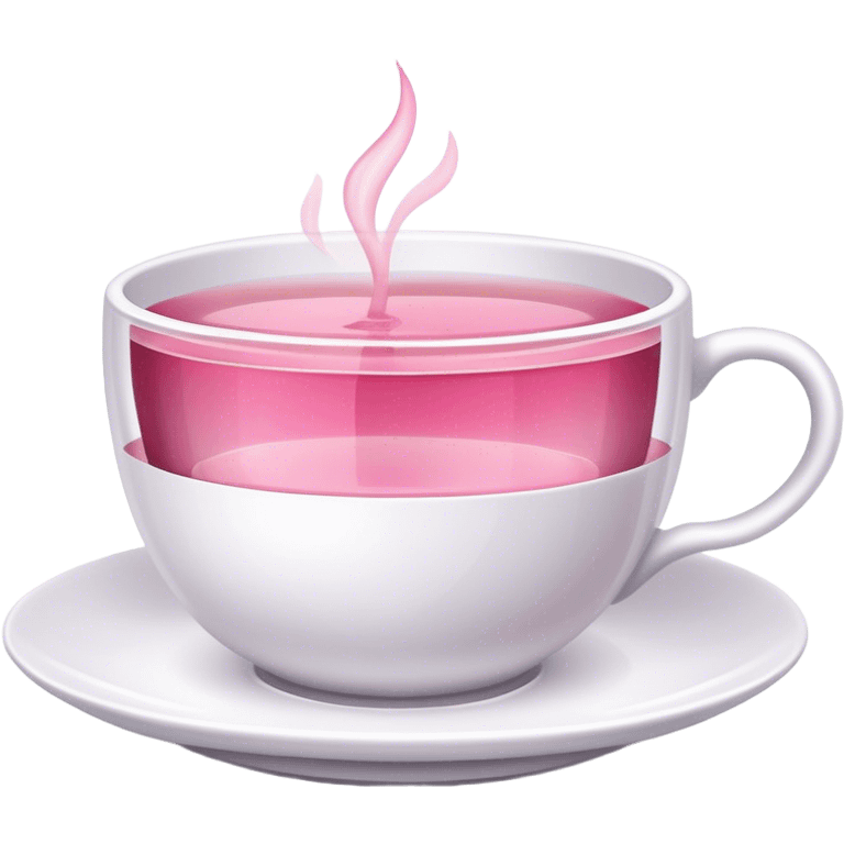 white teacup with pink tea inside of it emoji