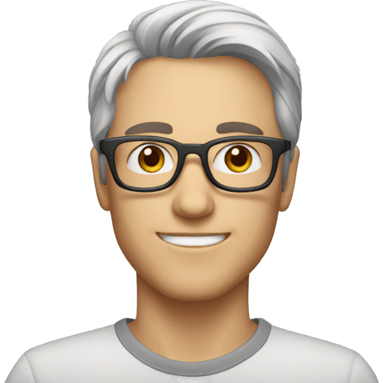 young caucasian man with glasses and slightly grey hair emoji