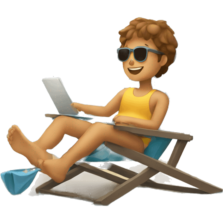 A kid relaxing in a beach chair  emoji