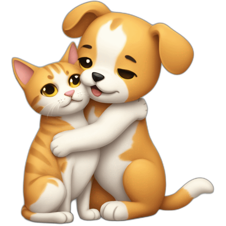 Cat hug dog emoji