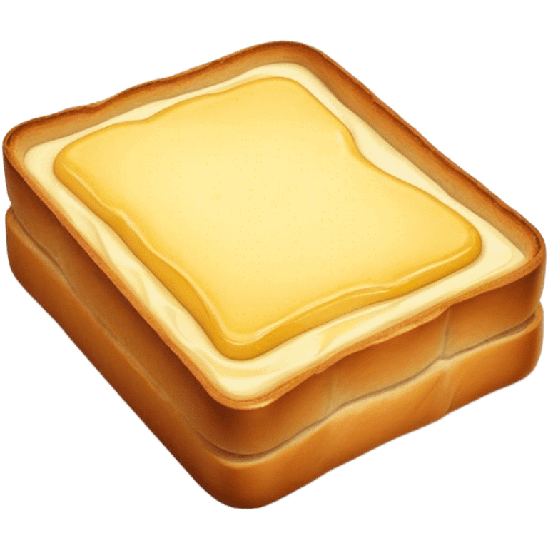 Cinematic warm toasted bread, golden-brown edges, butter melting into the surface, slightly crispy texture, simple and comforting, warm glowing background, inviting and homely. emoji