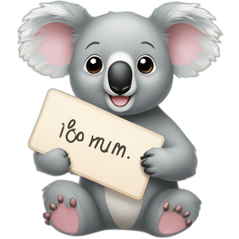 koala with sign with text I love you mum emoji