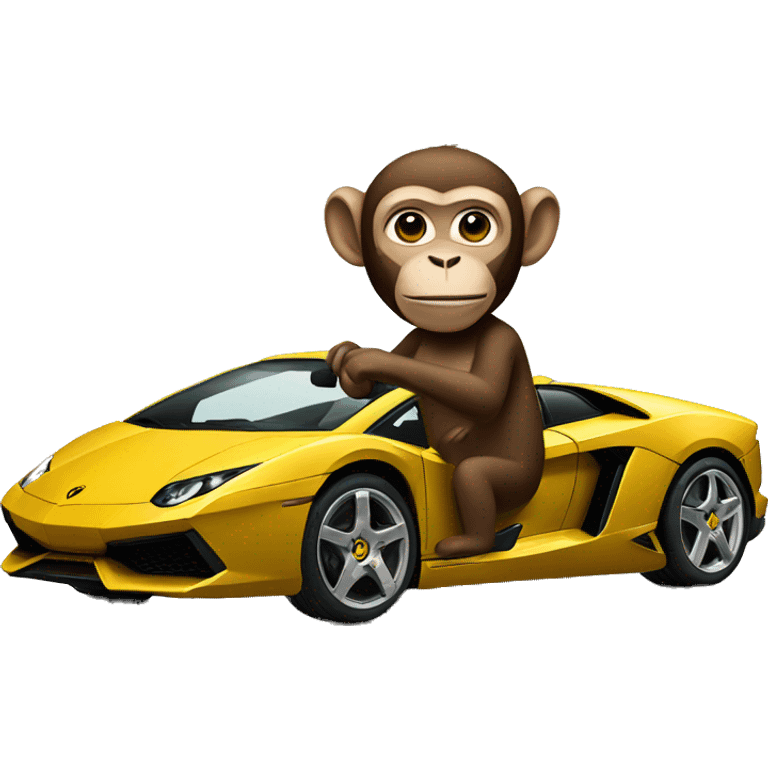 monkey driving Lamborghini  emoji