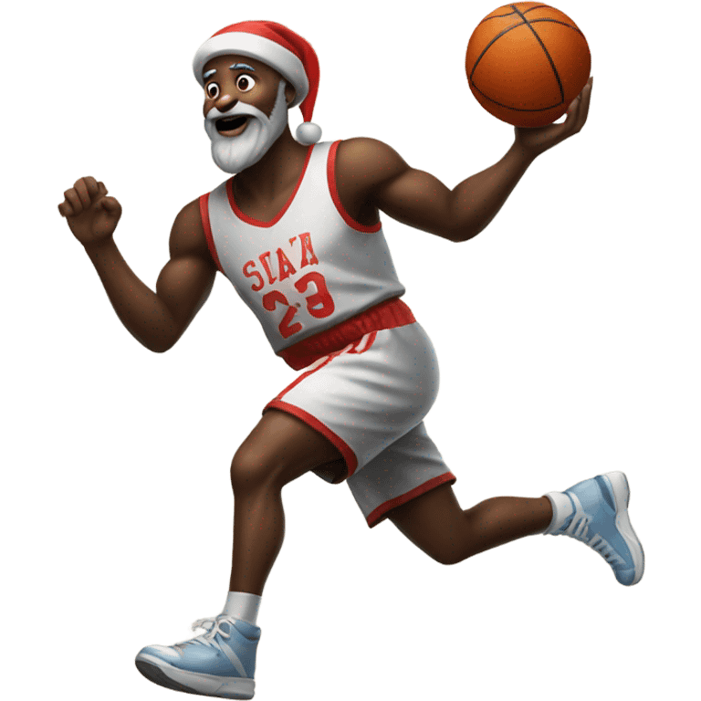 Black Santa playing basketball emoji