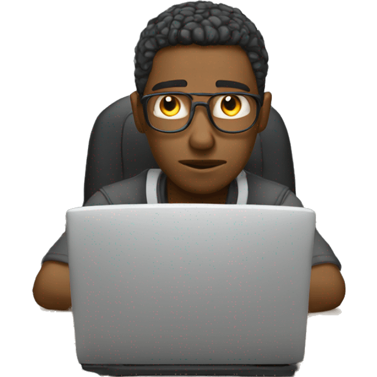 a very tired programmer working at his desk emoji