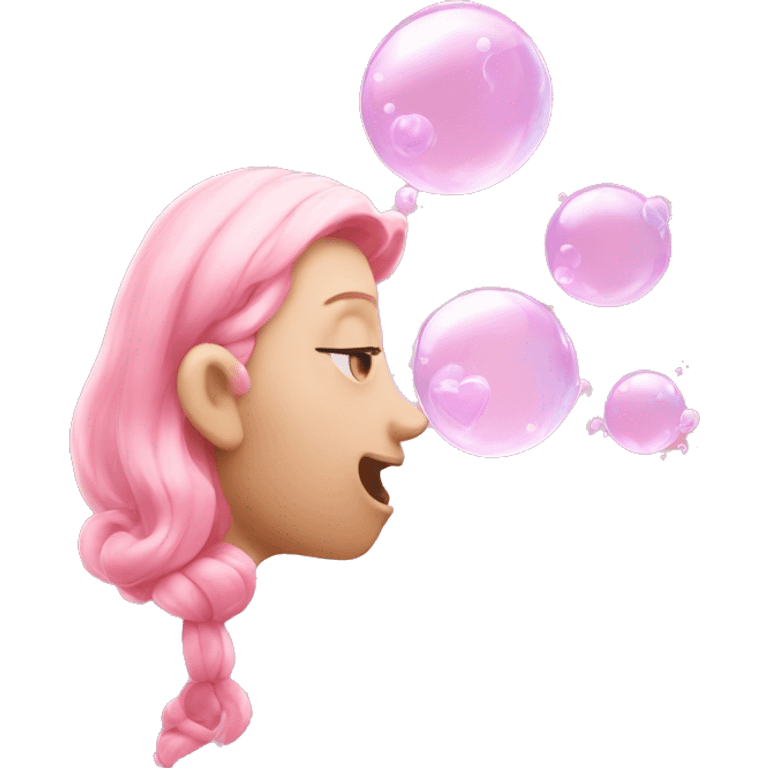 Blowing bubbles pink hearts emoji