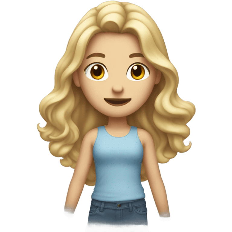 girl with long wavy blonde hair walking with a puff of air behind her emoji