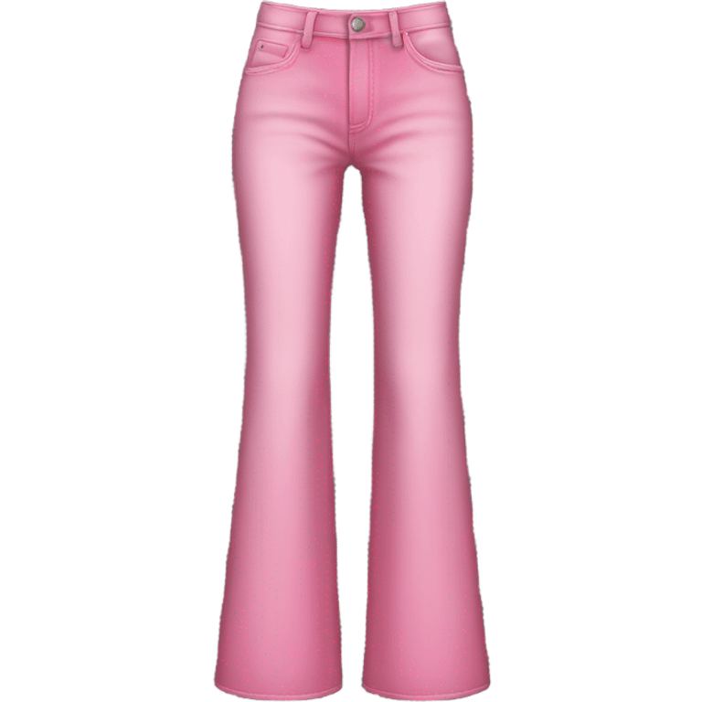 Realistic Wide Long leg high waisted pink jeans, isolated emoji