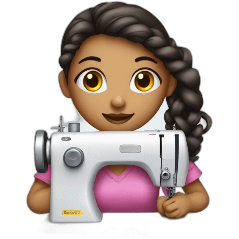 girl work in sewing machine emoji