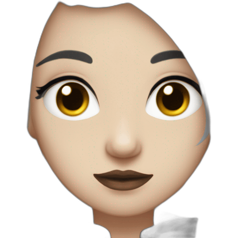 goth,girl,ash color hair,adorable,thin face,reddish eyes,gay,lesbian,cuddling emoji