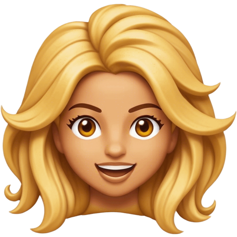 Cinematic Realistic Shakira Pop Culture Emoji, depicted with an energetic, dynamic portrayal of the global pop star rendered with lifelike textures and vibrant, charismatic lighting. emoji