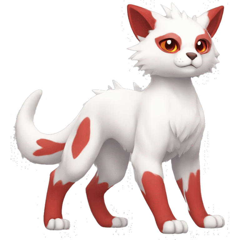 Cute cool white red animal hybrid Fakemon full body emoji