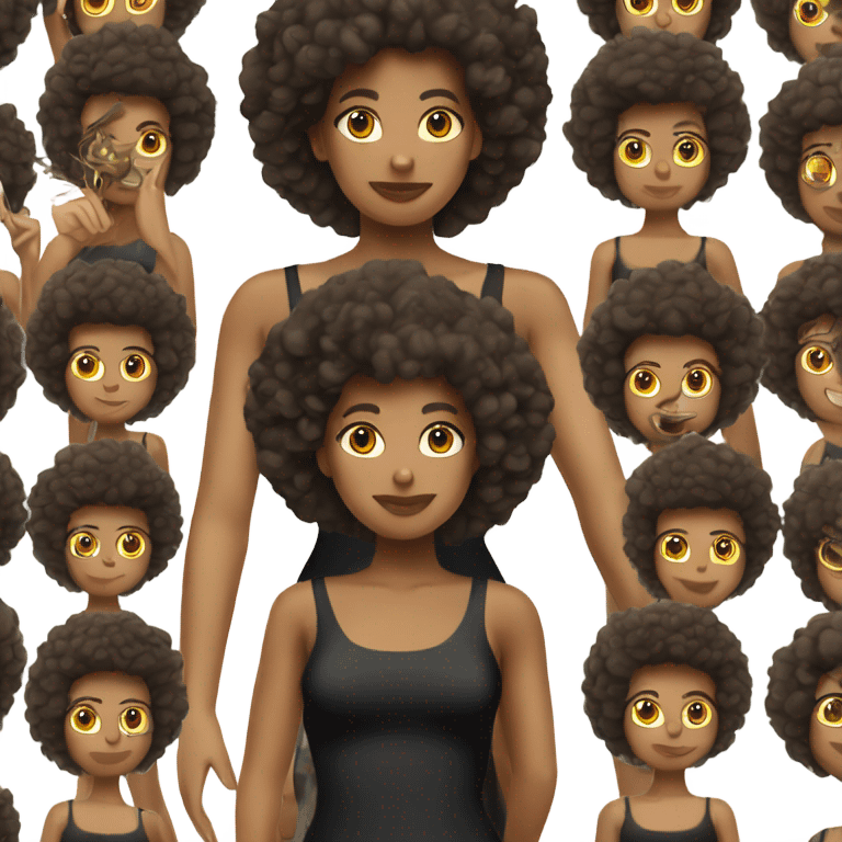 Girl with tan skin and Afro full body black bodycon dress emoji