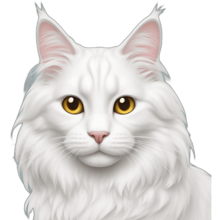 2 white main coon cats emoji