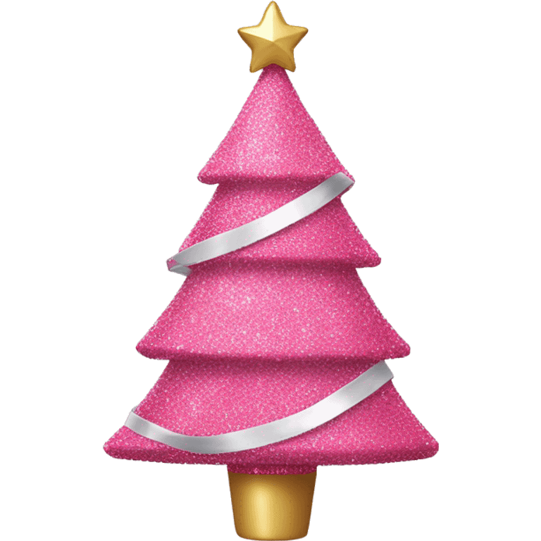 Pink glitter Christmas tree with white ribbons  emoji