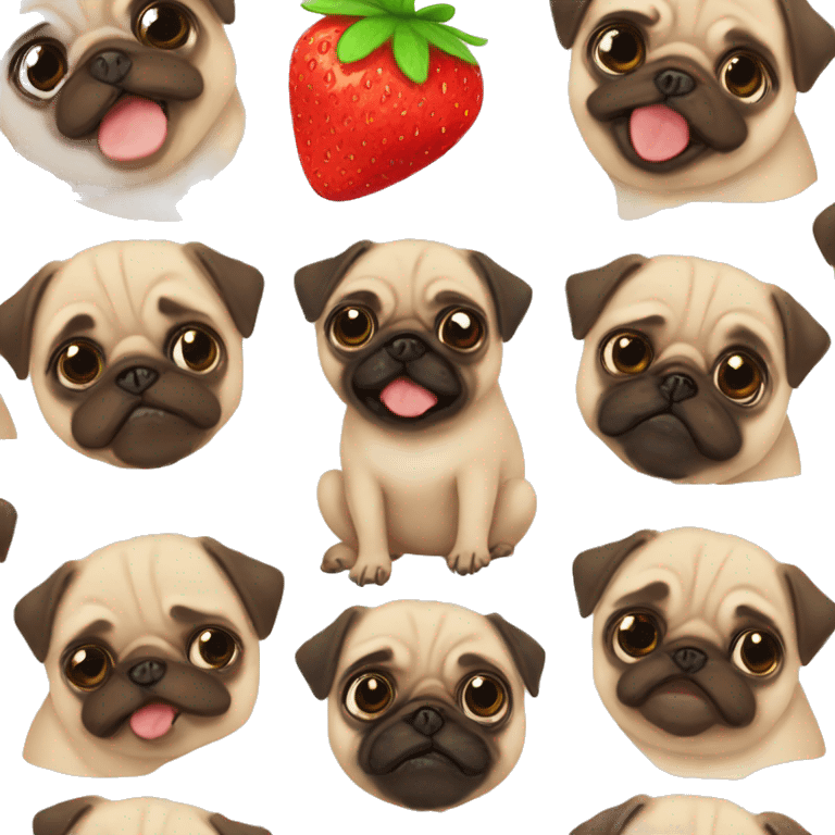 pudding strawberry baby pug emoji