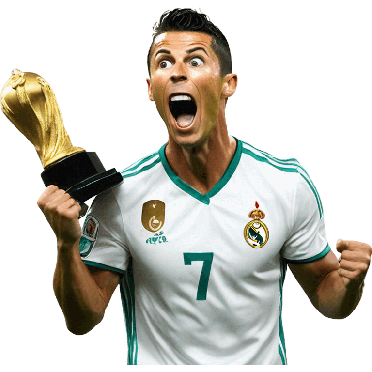 cristiano ronaldo, screaming, trophy emoji