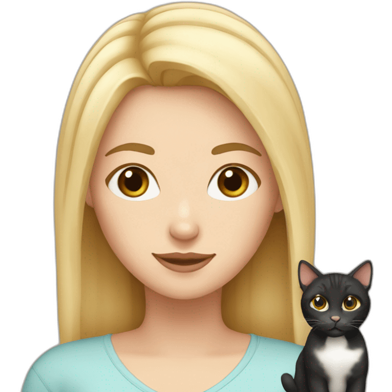 Blond white girl with 2 cats  one brown and one black emoji