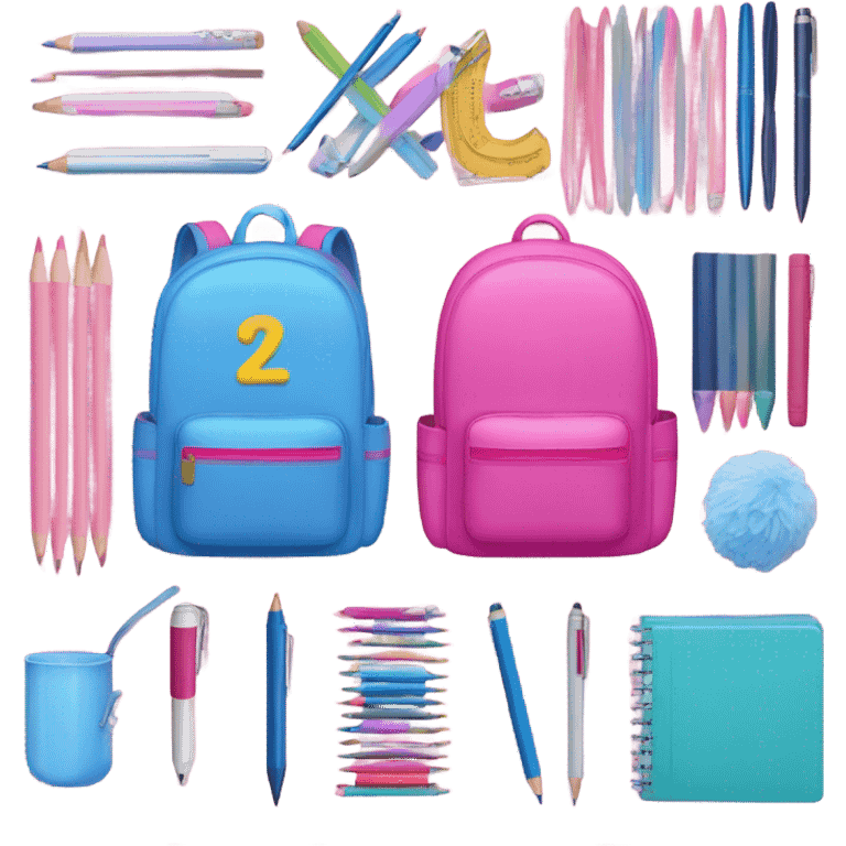 asthetic schoolstuff in many colours Like pink or Blue emoji