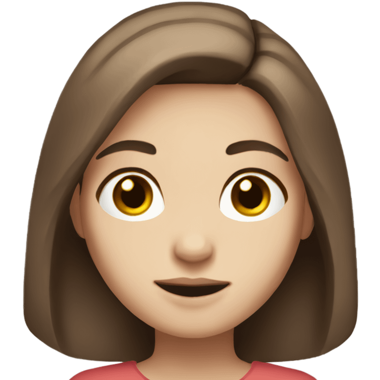 Girl with brown hair and slightly brown/ red eyes with white skin smirking  emoji