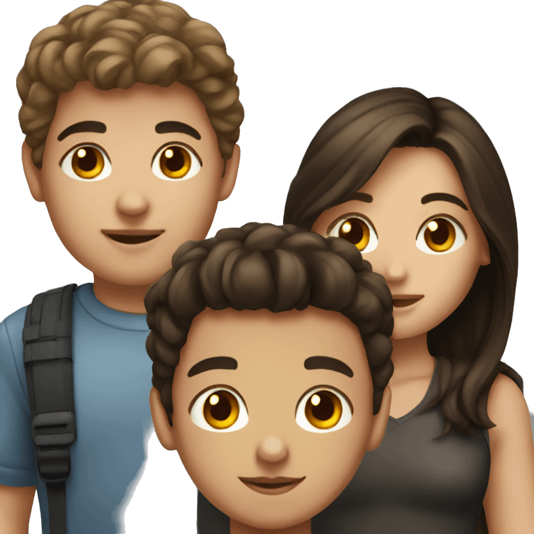 Brunette  girl and boy portrait emoji