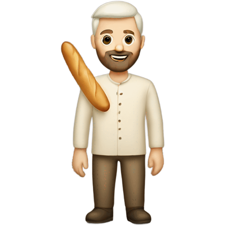 Gay white man with a beard with a baguette  emoji