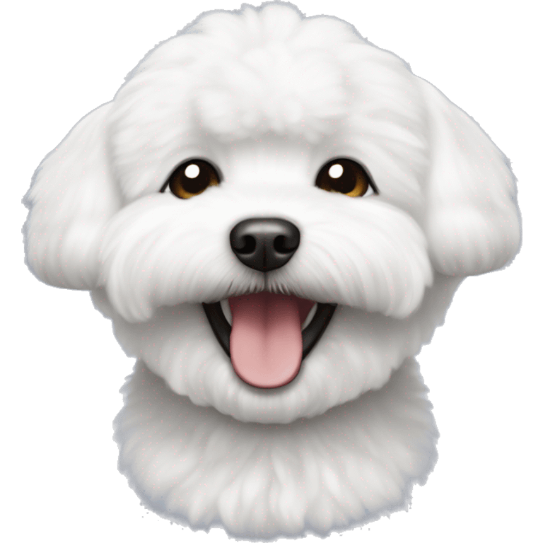 White Bichon frise is smiling emoji