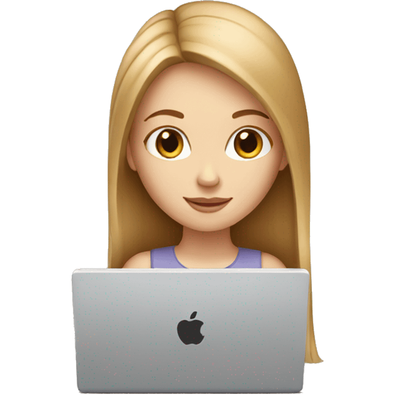 white girl with light brown straight long hair and apple laptop emoji