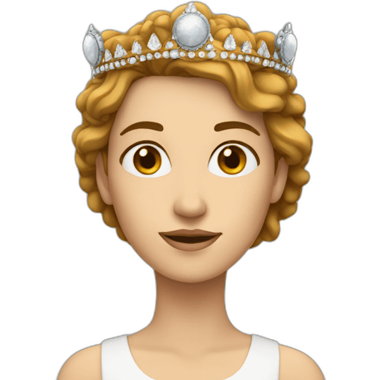 White women wearing a crown with a moon behind her and brownish hair  emoji